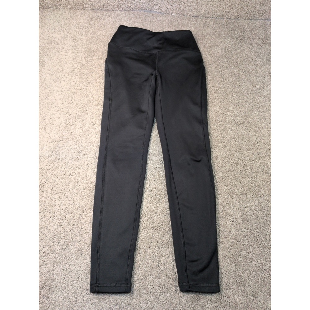 Spyder Womens Black High Rise Athletic Leggings with Pockets Reflective Logo